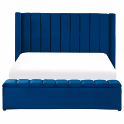 Bed with Storage Bench Velvet NOYERS 160 x 200 cm (EU King Size) Navy Blue