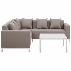 Garden Corner Sofa with Table 5 Seater BELIZE Right Hand Modular Beige