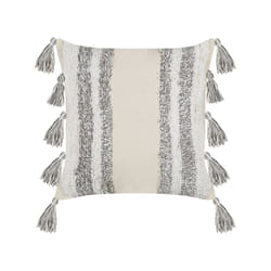 Tufted Cotton Cushion with Tassels 45 x 45 cm Beige and Grey HELICONIA