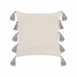 Tufted Cotton Cushion with Tassels 45 x 45 cm Beige and Grey HELICONIA