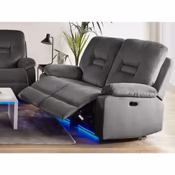 Electric Recliner Sofa BERGEN Velvet Dark Grey with USB Port 2 Seater
