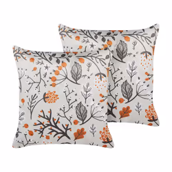 Set of 2 Velvet Cushions 45 x 45 cm Off-White MONTBRETIA