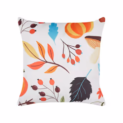 Set of 2 Velvet Cushions Autumn Motif 45 x 45 cm Off-White VISCARIA