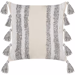 Set of 2 Decorative Cushions HELICONIA Cotton 45 x 45 cm Beige Striped