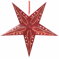 Set of 2 Hanging Decorations Star MOTTI Paper 45 cm Red