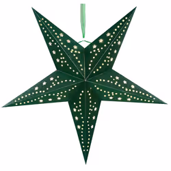 Set of 2 Hanging Decorations Star MOTTI Paper 45 cm Emerald Green