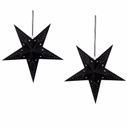 Set of 2 Hanging Decorations Star MOTTI Paper 45 cm Black