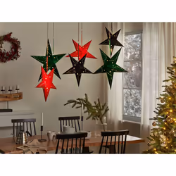 Set of 2 Hanging Decorations Star MOTTI Paper 45 cm Black