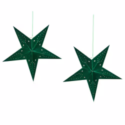 Set of 2 Hanging Decorations Star MOTTI Paper 45 cm Emerald Green