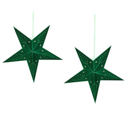 Set of 2 Hanging Decorations Star MOTTI Paper 45 cm Emerald Green