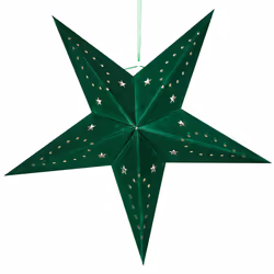 Set of 2 Hanging Decorations Star MOTTI Paper 45 cm Emerald Green