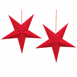 Set of 2 Hanging Decorations Star MOTTI Paper 60 cm Red
