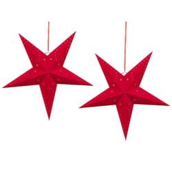 Set of 2 Hanging Decorations Star MOTTI Paper 60 cm Red