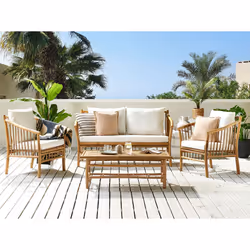 Garden Lounge Set with Table 4 Seater MAGGIORE Bamboo Wood Light Brown - Additional view 4