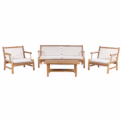Garden Lounge Set with Table 4 Seater RICCIONE Bamboo Wood Light Brown