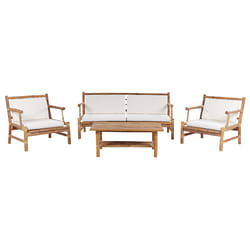Garden Lounge Set with Table 4 Seater RICCIONE Bamboo Wood Light Brown