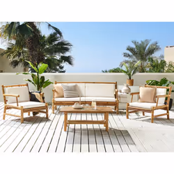 Garden Lounge Set with Table 4 Seater RICCIONE Bamboo Wood Light Brown