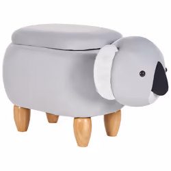Storage Animal Stool COALA Velvet Light Grey