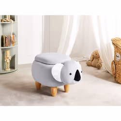 Storage Animal Stool COALA Velvet Light Grey