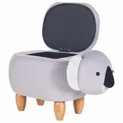Storage Animal Stool COALA Velvet Light Grey