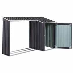 Garden Shed AOSTA Metal 270 cm 105 cm Black