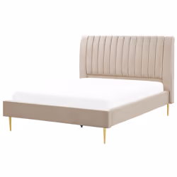 Bed Velvet MARVILLE 140 x 200 cm (EU Double) Sand Beige