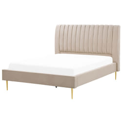 Bed Velvet MARVILLE 140 x 200 cm (EU Double) Sand Beige