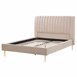 Bed Velvet MARVILLE 140 x 200 cm (EU Double) Sand Beige