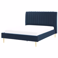 Bed Velvet MARVILLE 140 x 200 cm (EU Double) Dark Blue