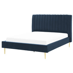 Bed Velvet MARVILLE 140 x 200 cm (EU Double) Dark Blue