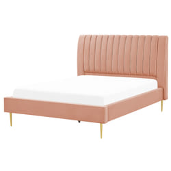 Bed Velvet MARVILLE 140 x 200 cm (EU Double) Peach Pink