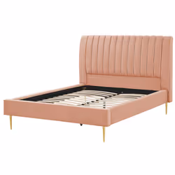 Bed Velvet MARVILLE 140 x 200 cm (EU Double) Peach Pink