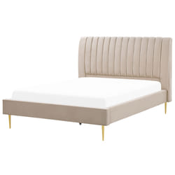 Bed Velvet MARVILLE 160 x 200 cm (EU King Size) Sand Beige
