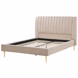 Bed Velvet MARVILLE 160 x 200 cm (EU King Size) Sand Beige