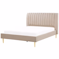 Bed Velvet MARVILLE 180 x 200 cm (EU Super King) Sand Beige