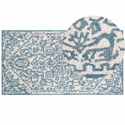 Wool Area Rug 80 x 150 cm White and Blue AHMETLI