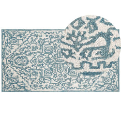 Wool Area Rug 80 x 150 cm White and Blue AHMETLI