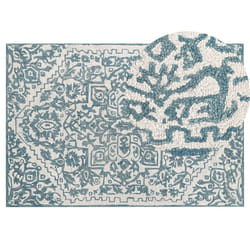 Wool Area Rug 140 x 200 cm White and Blue AHMETLI