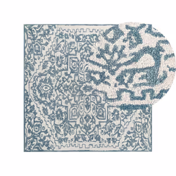 Wool Area Rug 200 x 200 cm White and Blue AHMETLI