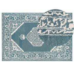 Wool Area Rug 140 x 200 cm White and Blue GEVAS