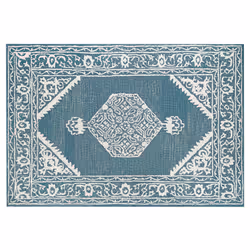 Wool Area Rug 140 x 200 cm White and Blue GEVAS