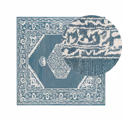 Wool Area Rug 200 x 200 cm White and Blue GEVAS