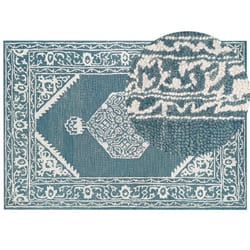Wool Area Rug 160 x 230 cm White and Blue GEVAS