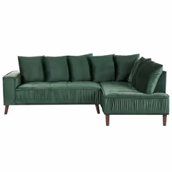 Corner Sofa GRENA Velvet Dark Green 3 Seater Left Hand