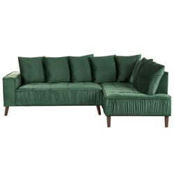 Corner Sofa GRENA Velvet Dark Green 3 Seater Left Hand