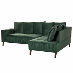 Corner Sofa GRENA Velvet Dark Green 3 Seater Left Hand