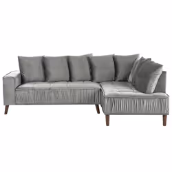 Corner Sofa GRENA Velvet Light Grey 3 Seater Left Hand