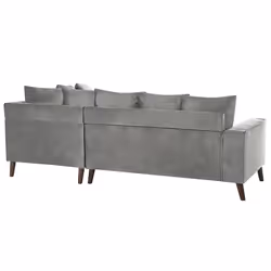 Corner Sofa GRENA Velvet Light Grey 3 Seater Left Hand