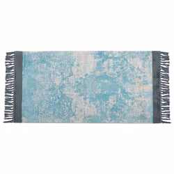 Viscose Area Rug 80 x 150 cm Blue and Beige AKARSU