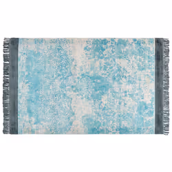 Viscose Area Rug 140 x 200 cm Blue and Beige AKARSU